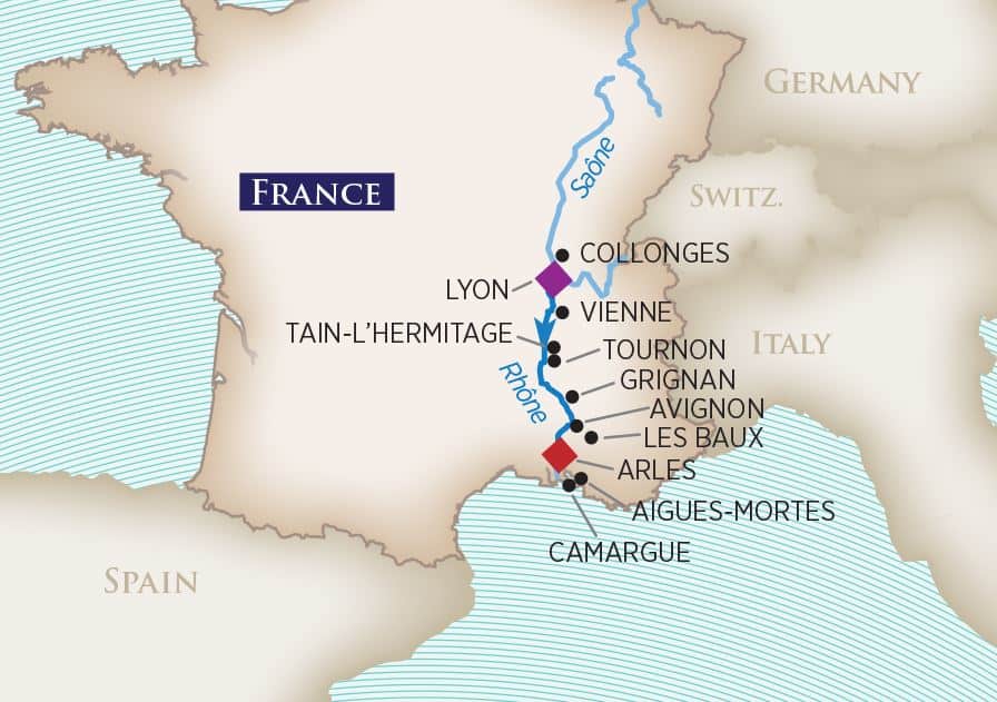 Colors of Provence Wine Cruise Map
