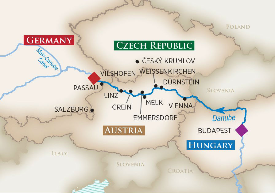 Melodies of the Danube Wine Cruise Map