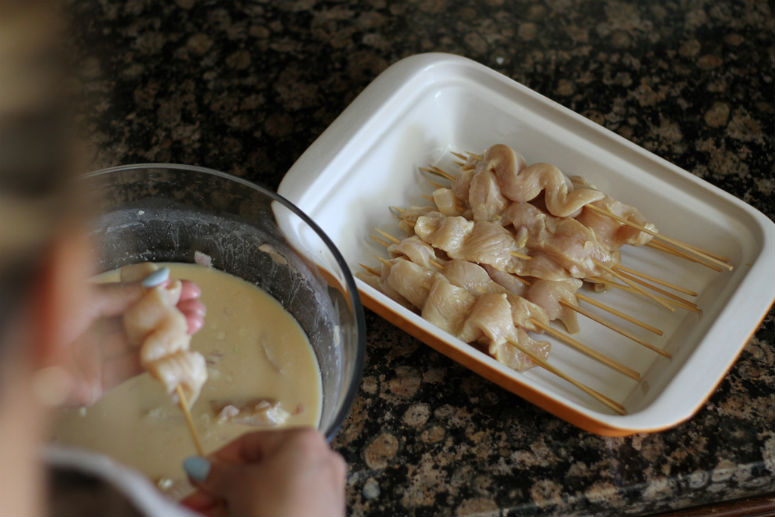 Chicken Skewers with Spicy Peanut Sauce Recipe by Ceja Vineyards