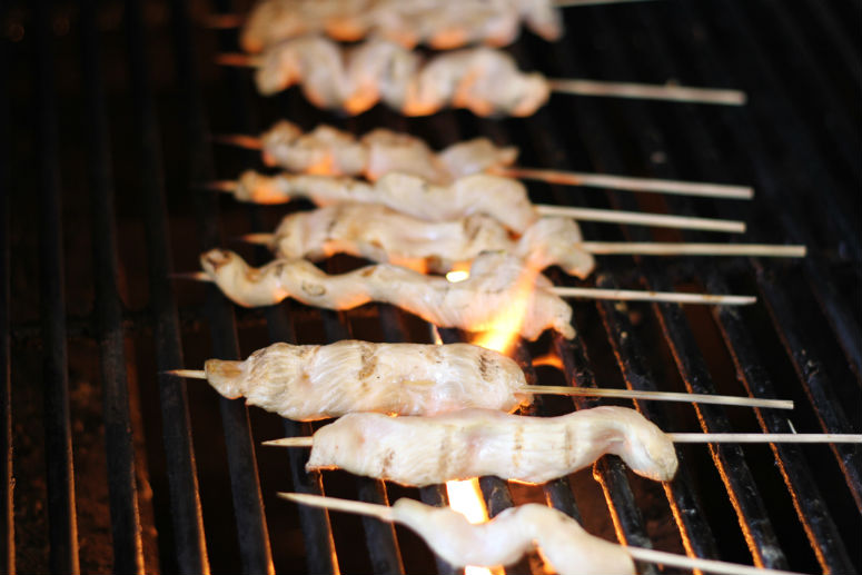 Chicken Skewers with Spicy Peanut Sauce Recipe by Ceja Vineyards