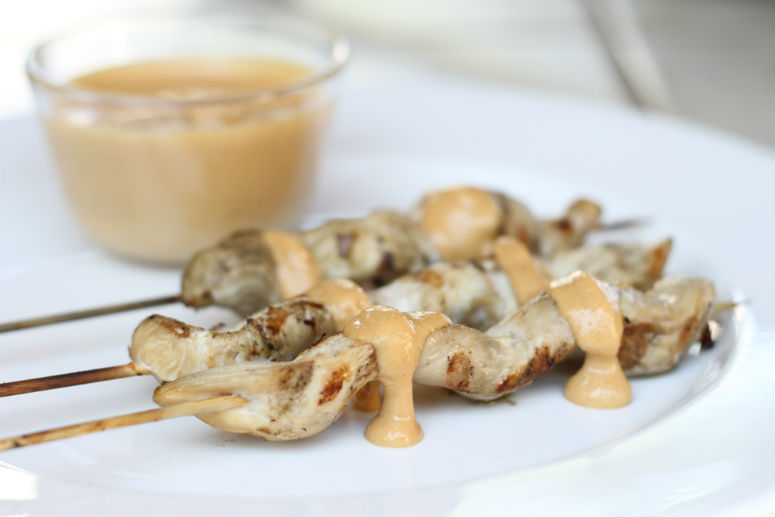 Chicken Skewers with Spicy Peanut Sauce Recipe by Ceja Vineyards