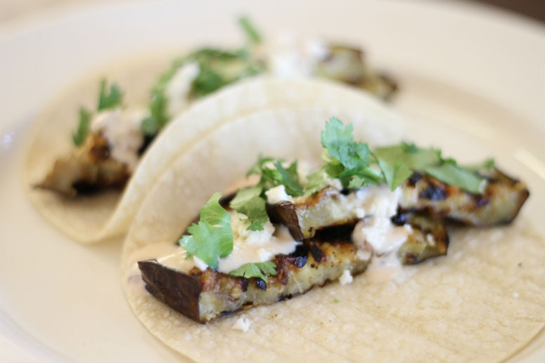 Eggplant Tacos with Spicy Yogurt Salsa