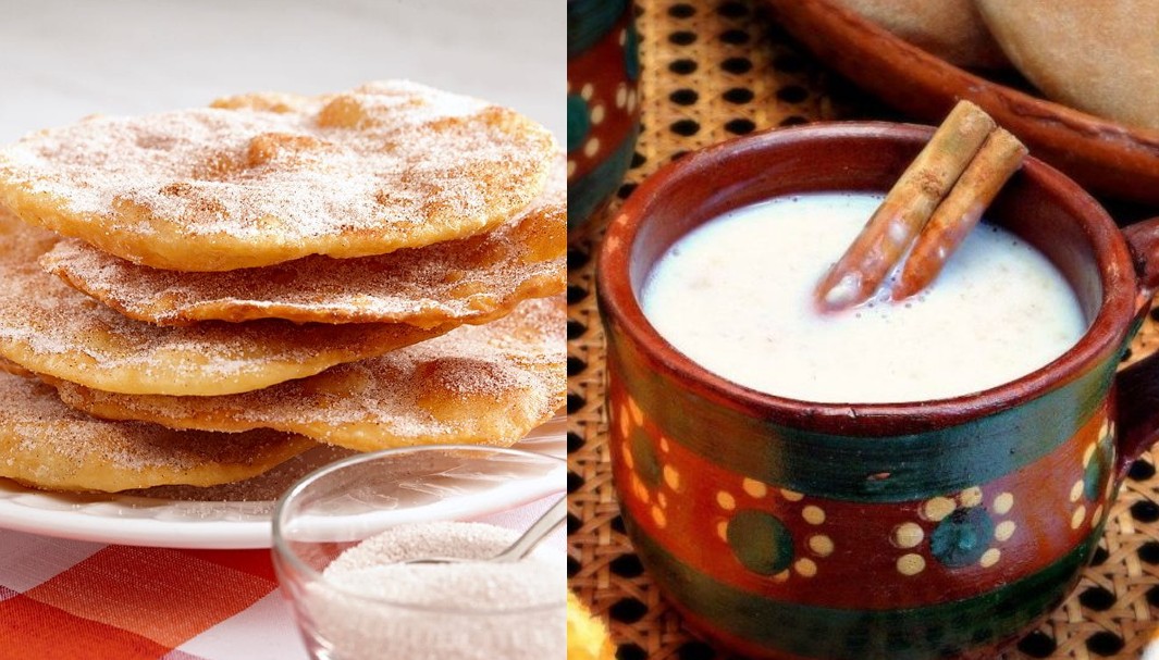 Buñuelos with Piloncillo Syrup and Atole de Coco