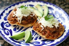 Tostadas de Tinga de Res (Shredded Sirloin Tip Steak Tostadas)