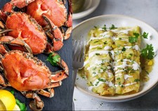 Dungeness Crab Enchiladas Verdes